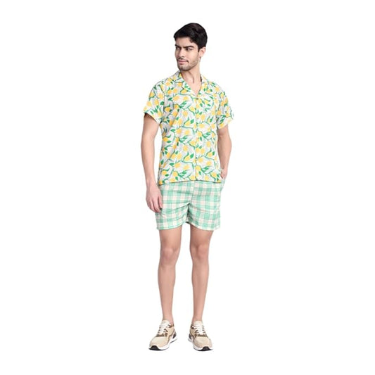 Men’s Co-Ord Set – Trendy T-Shirt & Bottom Wear Combo yellow print