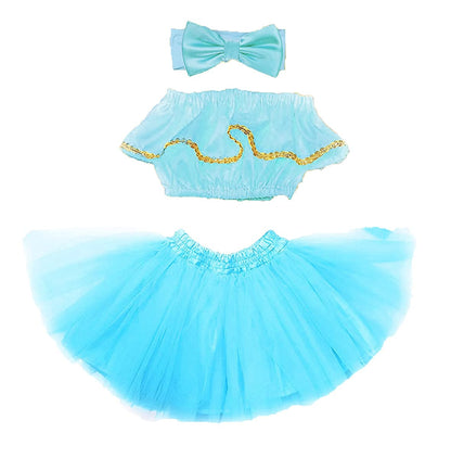 Baby Girl Dress Set – Trendy Top & Skirt for Little Girls blue