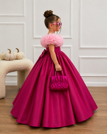 Rosé Bloom Ruffle Princess Ball Gown