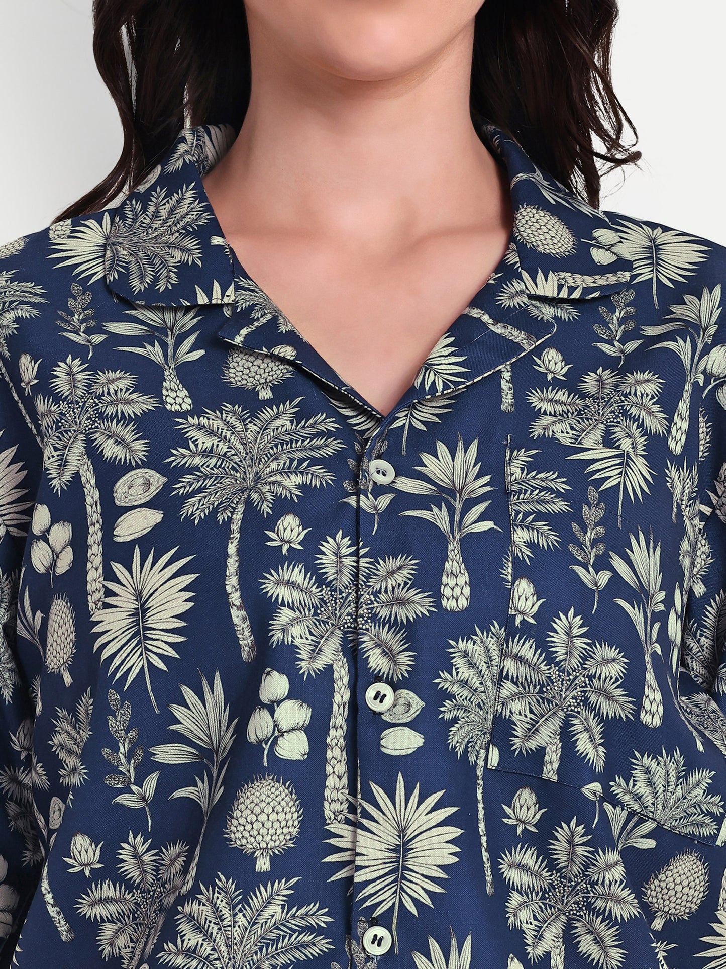 Women Casual Cord Set – Comfortable Summer Co-Ord Outfit navy blue print