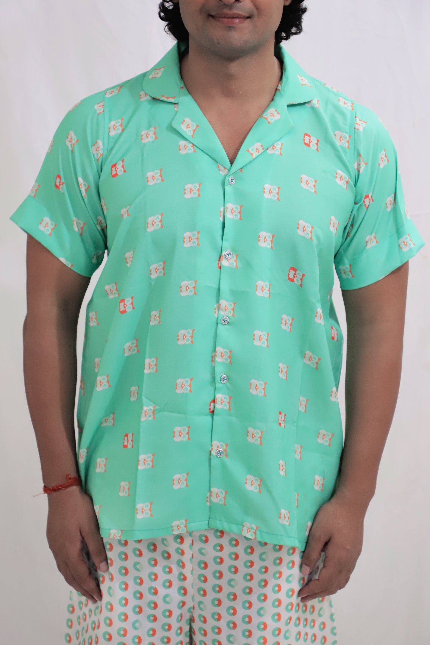 Men’s Co-Ord Set – Trendy T-Shirt & Bottom Wear Combo seafoam green and white