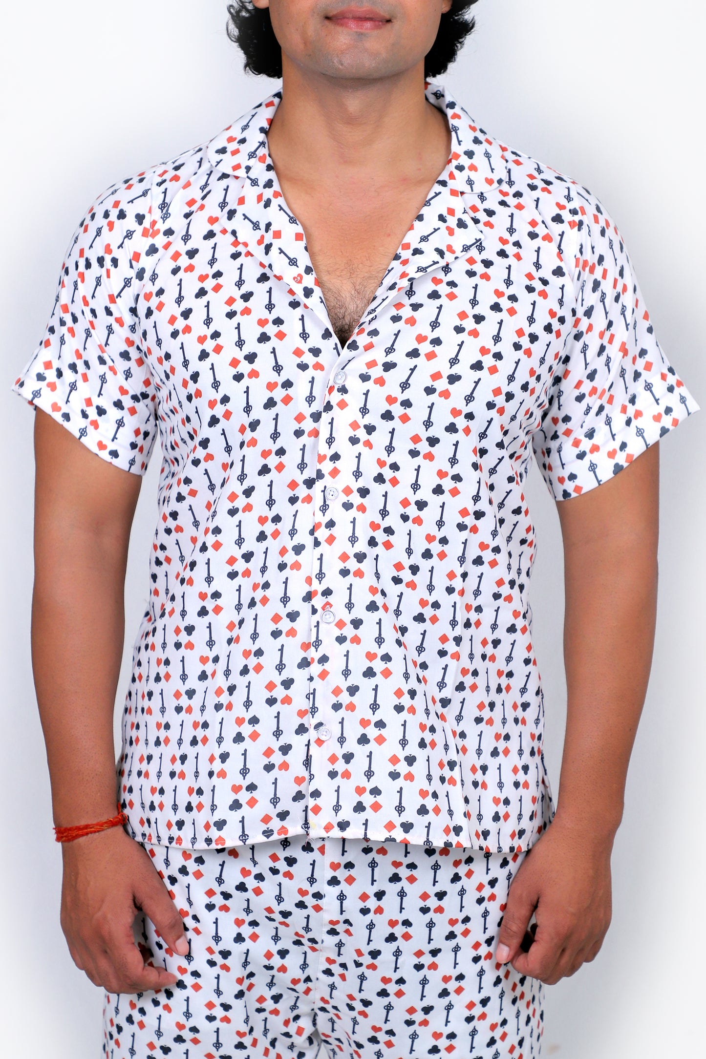 Men’s Co-Ord Set – Trendy T-Shirt & Bottom Wear Combo white printed