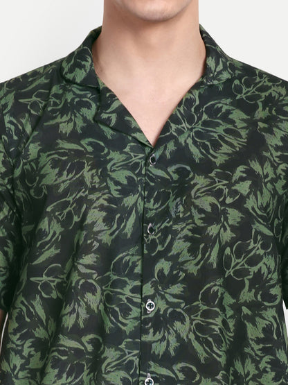 Men’s Co-Ord Set – Trendy T-Shirt & Bottom Wear Combo green print