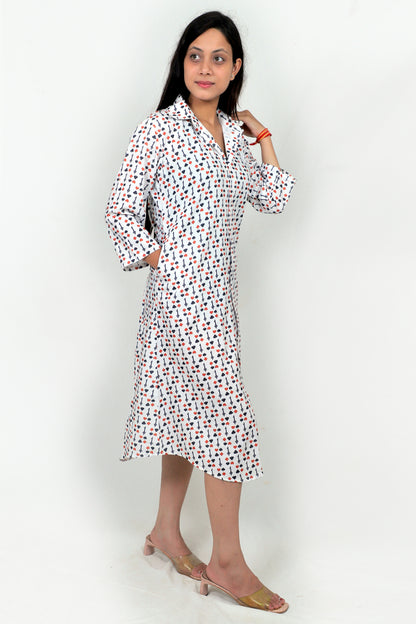 Women Ethnic Kurti – Long Kurti for Festive & Casual Wear white