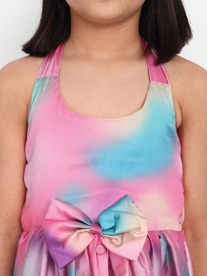 Girls Pastel Tie-Dye High-Low Party Dress