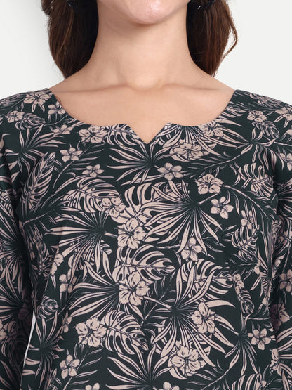 Elegant Women Co-ord Set – Stylish Matching Top & Bottom Outfit for Casual & Party Wear dark forest green