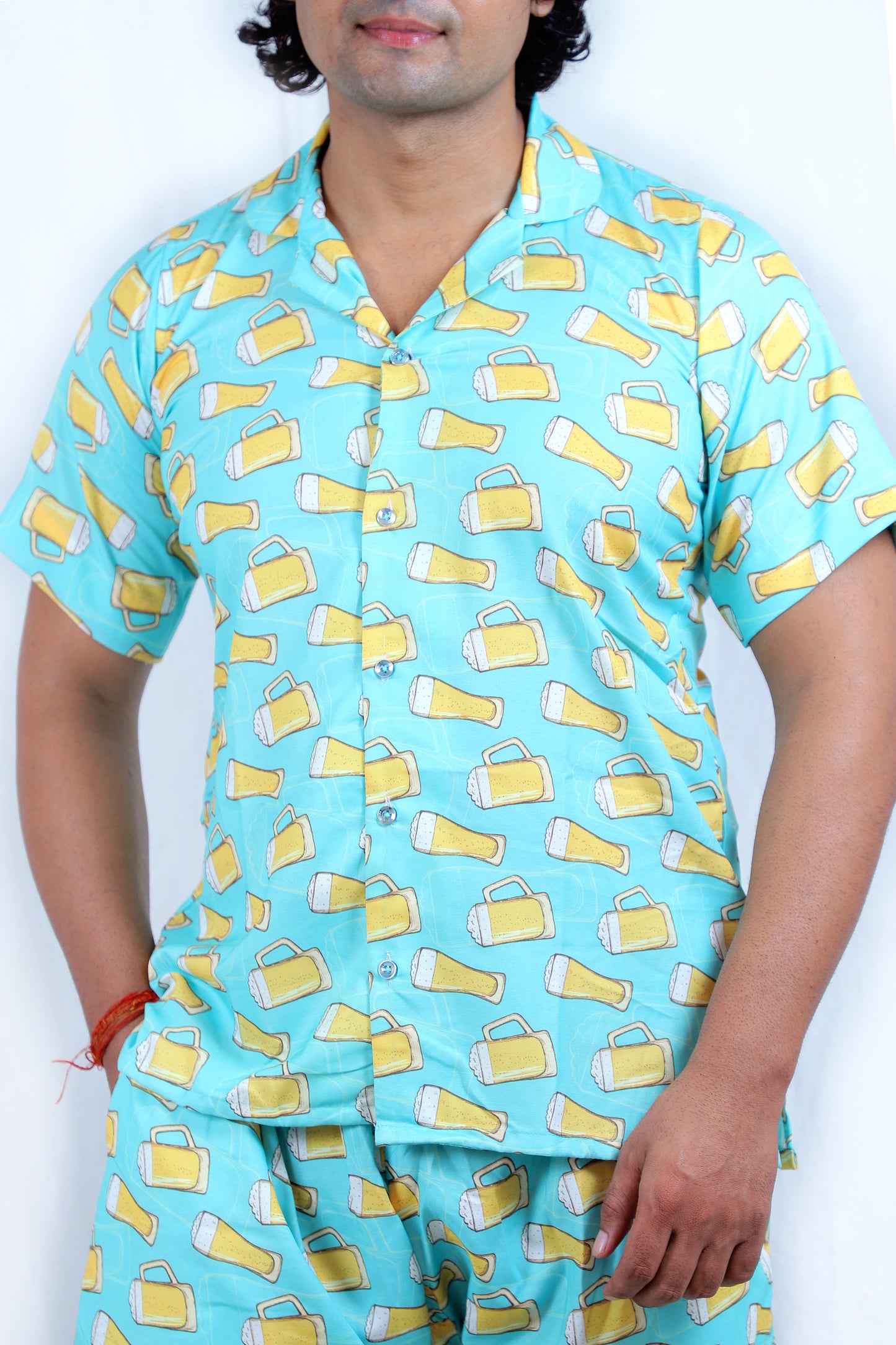 Men’s Co-Ord Set – Trendy T-Shirt & Bottom Wear Combo bright sky blue