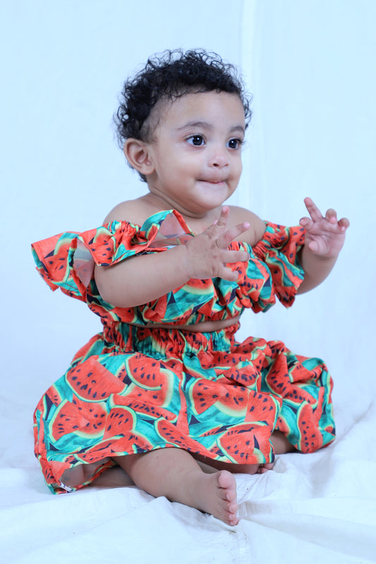 Baby Girl Dress Set – Trendy Top & Skirt for Little Girls red