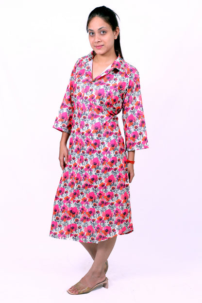 Women Ethnic Kurti – Long Kurti for Festive & Casual Wear hot pink