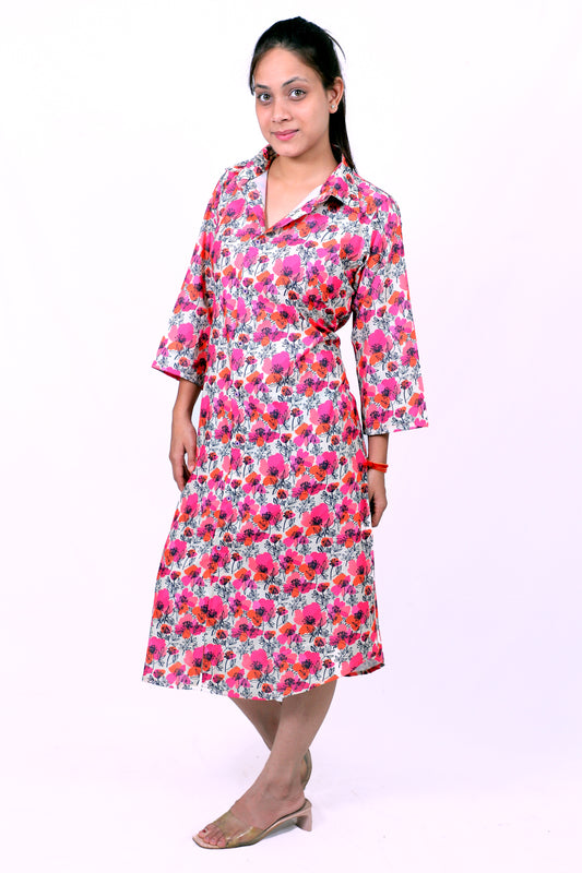 Women Ethnic Kurti – Long Kurti for Festive & Casual Wear hot pink