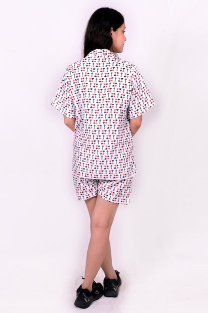 Women Casual Cord Set – Comfortable Summer Co-Ord Outfit white printed