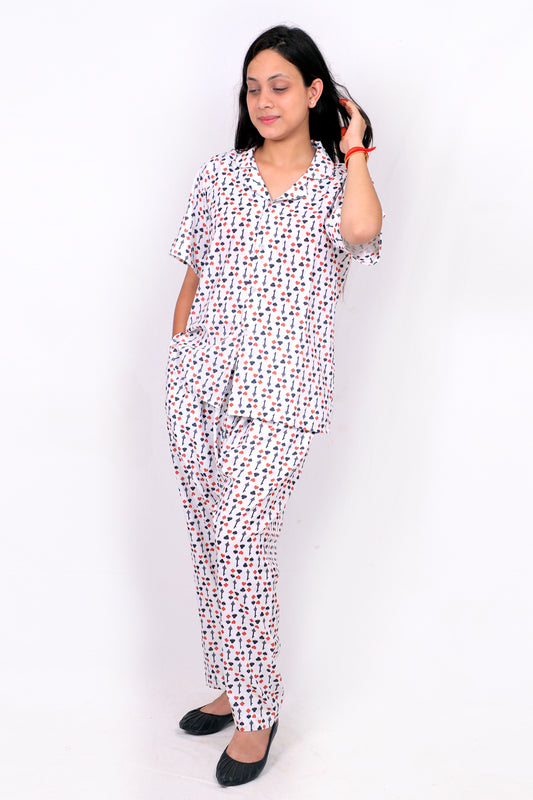 Elegant Women Co-ord Set – Stylish Matching Top & Bottom Outfit for Casual & Party Wear white