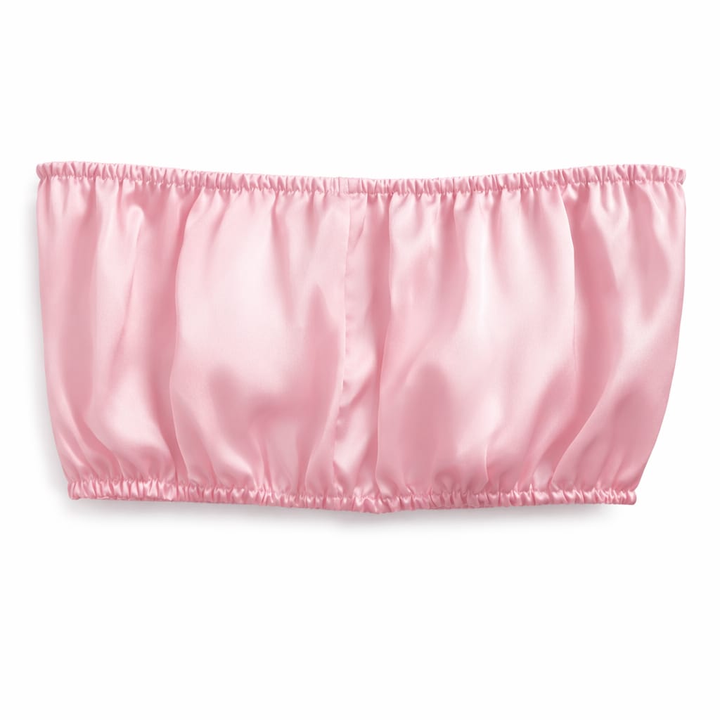 Luxury Women Satin Lounge Set – Strapless Tube Top & Ruffle Shorts Night Suit Baby Pink