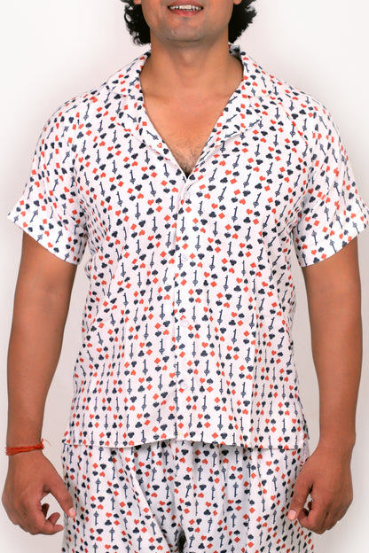 Men’s Co-Ord Set – Trendy T-Shirt & Bottom Wear Combo crisp white