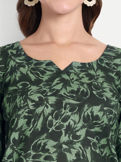 Elegant Women Co-ord Set – Stylish Matching Top & Bottom Outfit for Casual & Party Wear dark forest green