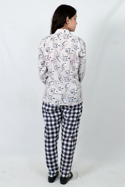 Elegant Women Co-ord Set – Stylish Matching Top & Bottom Outfit for Casual & Party Wear white printed