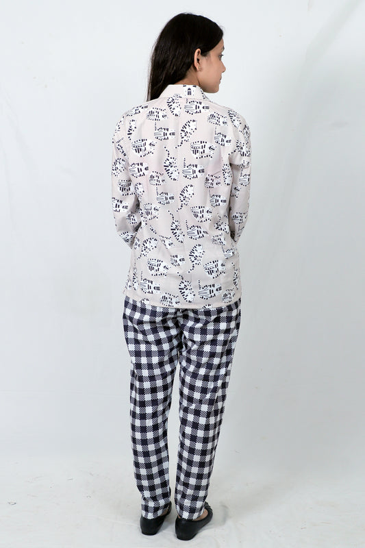 Elegant Women Co-ord Set – Stylish Matching Top & Bottom Outfit for Casual & Party Wear white printed