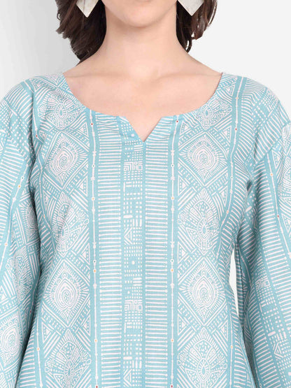 Elegant Women Co-ord Set – Stylish Matching Top & Bottom Outfit for Casual & Party Wear sky blue and mint