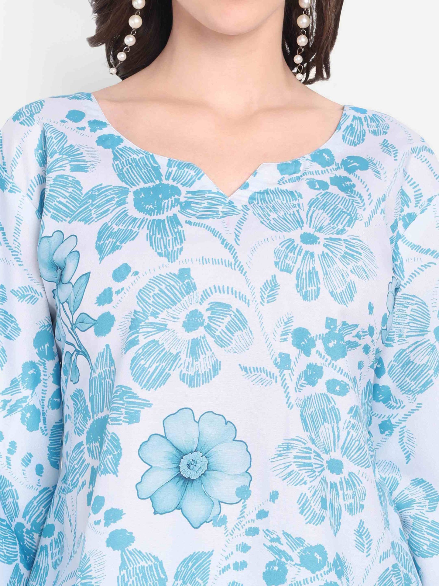Elegant Women Co-ord Set – Stylish Matching Top & Bottom Outfit for Casual & Party Wear blue and white