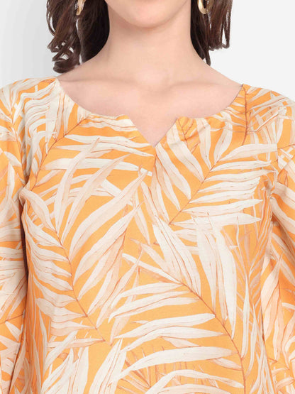 Elegant Women Co-ord Set – Stylish Matching Top & Bottom Outfit for Casual & Party Wear mustard orange