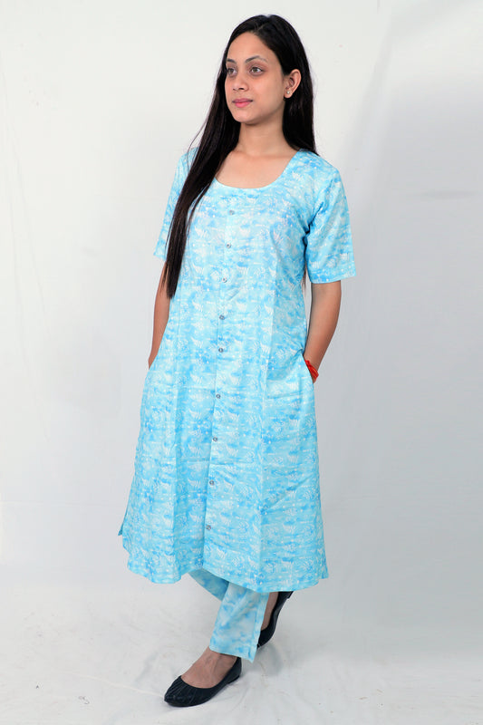Women Ethnic Kurti – Long Kurti for Festive & Casual Wear blue