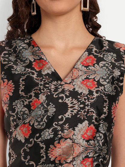Elegant Women Ethnic Motifs Printed Silk Dress – Festive & Occasion Wear elegant black