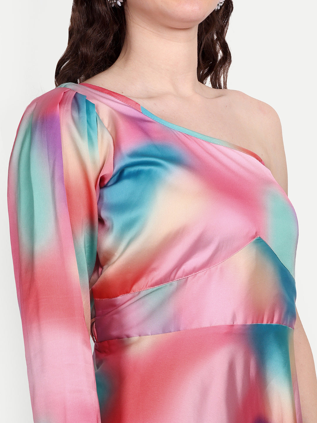Elegant Women Floral Printed Sleeveless Satin Knee-Length Dress – Stylish Casual & Party Wear