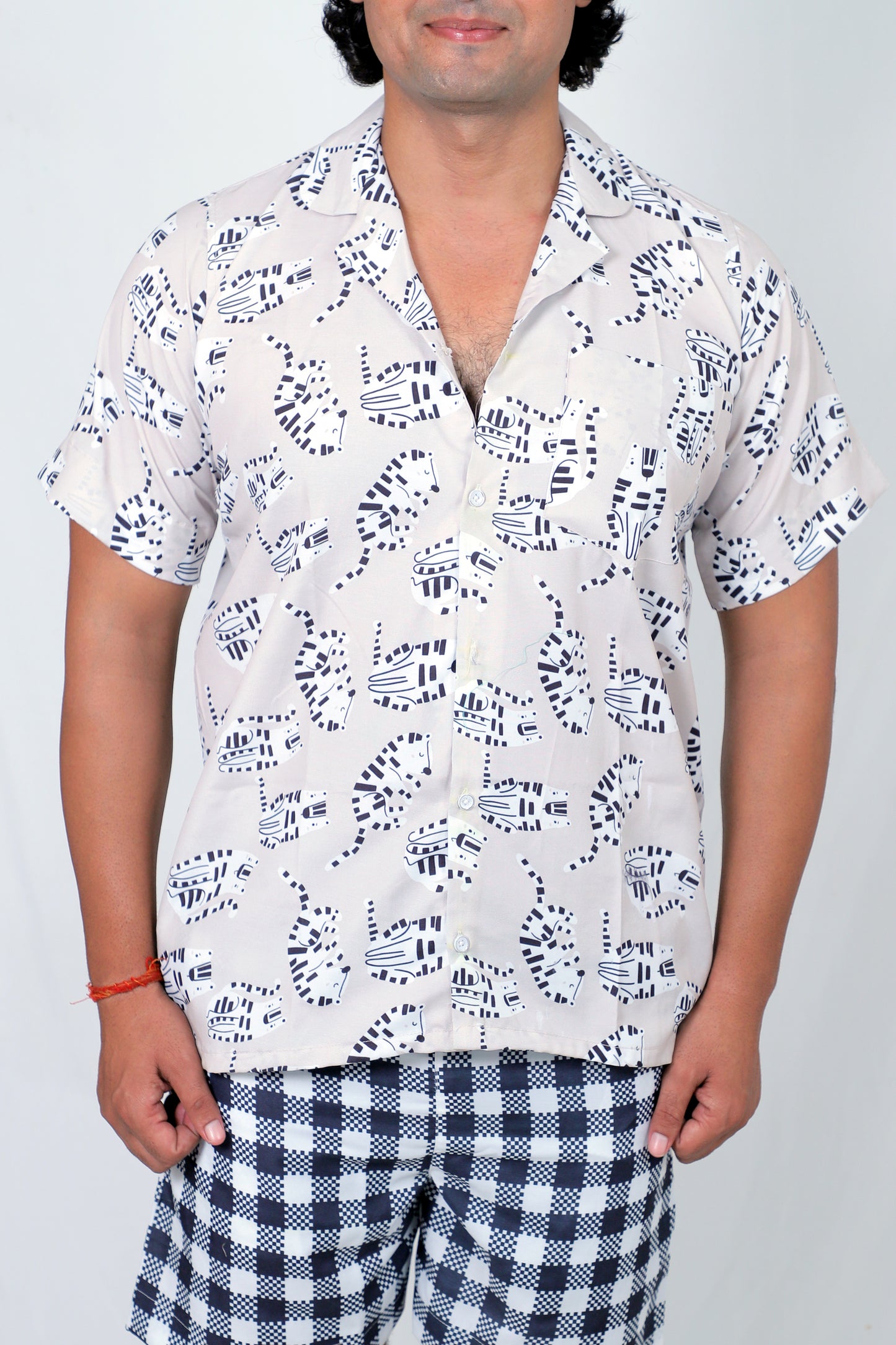 Men’s Co-Ord Set – Trendy T-Shirt & Bottom Wear Combo light grrey