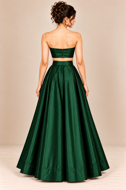 Women Satin A-Line Skirt – Trendy High Waist Party & Casual Wear green