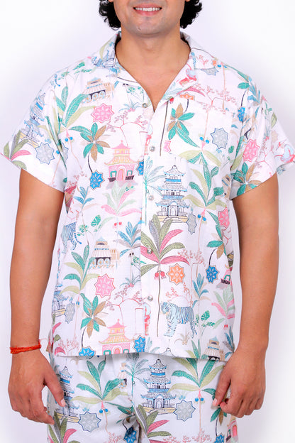 Men’s Co-Ord Set – Trendy T-Shirt & Bottom Wear Combo off white
