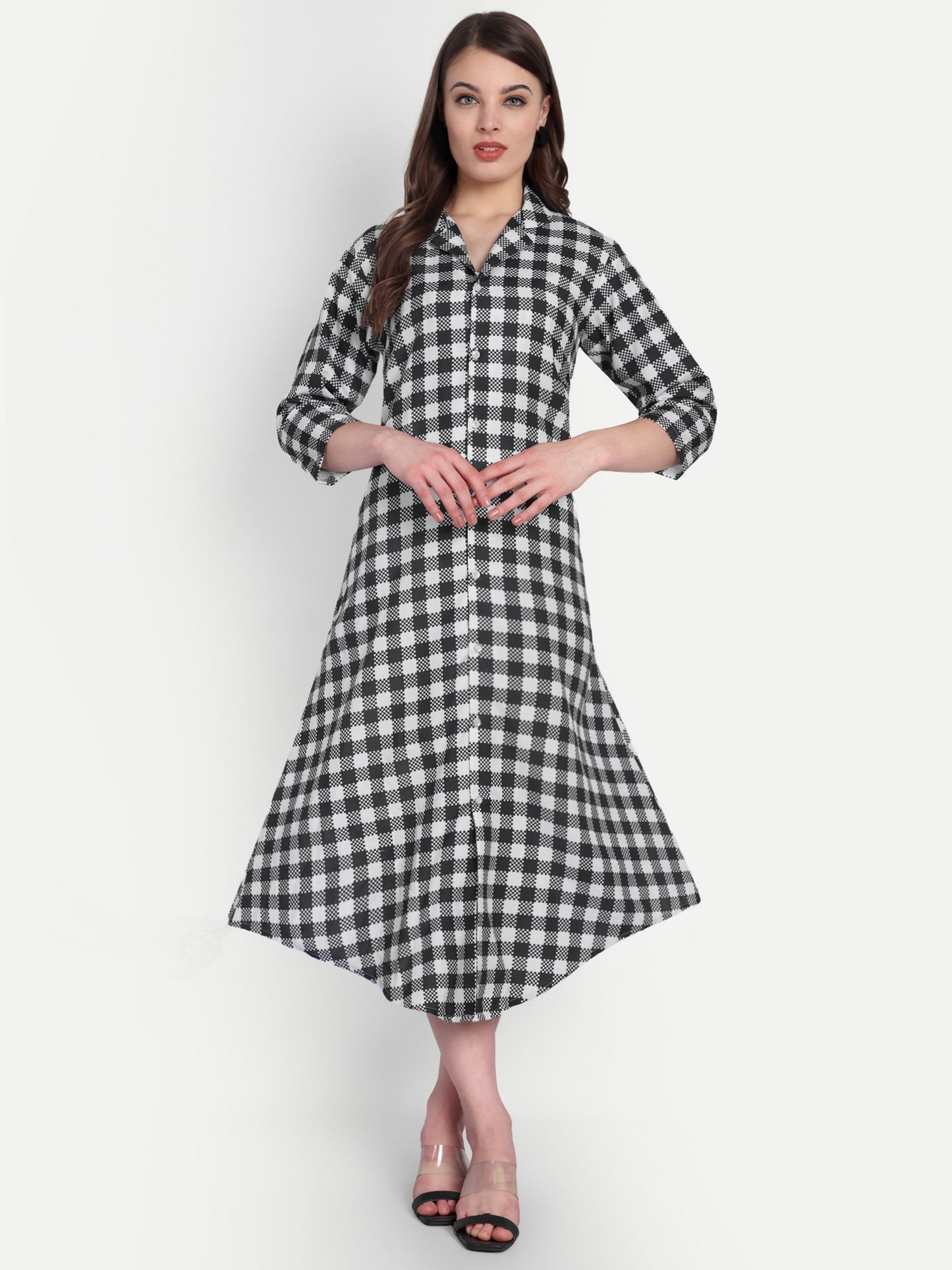 Women Ethnic Kurti – Long Kurti for Festive & Casual Wear monochrome