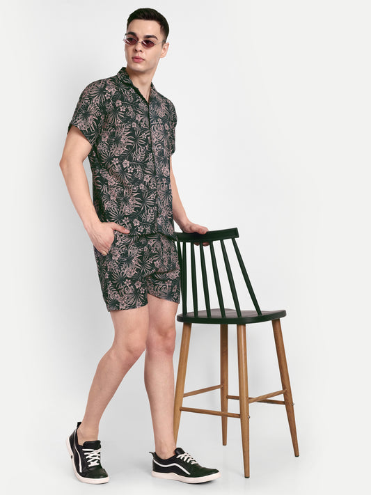 Men’s Co-Ord Set – Trendy T-Shirt & Bottom Wear Combo deep forest green