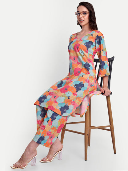 Elegant Women Co-ord Set – Stylish Matching Top & Bottom Outfit for Casual & Party Wear multicolor
