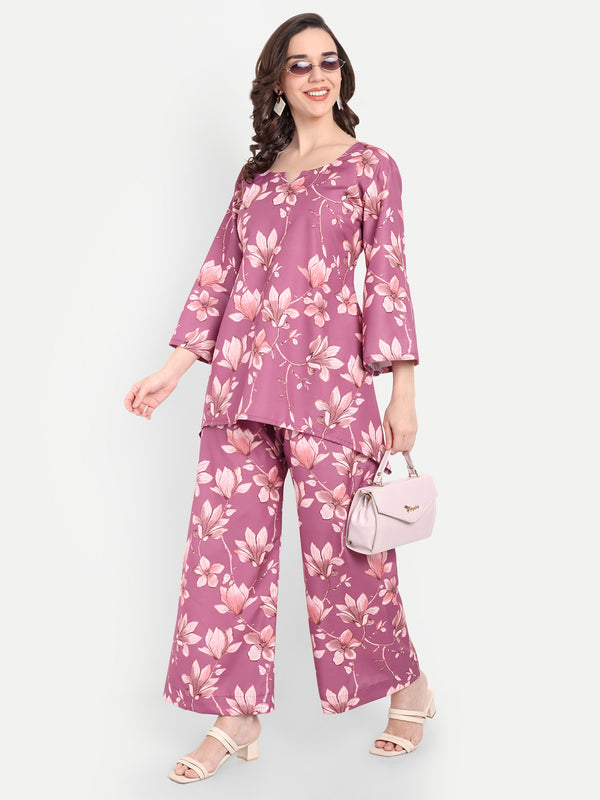 Elegant Women Co-ord Set – Stylish Matching Top & Bottom Outfit for Casual & Party Wear lavender