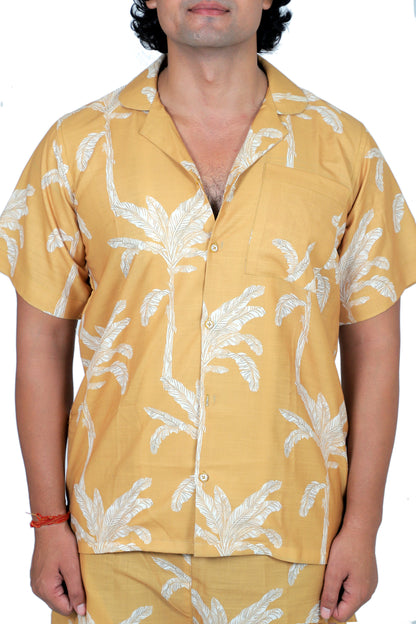 Men’s Co-Ord Set – Trendy T-Shirt & Bottom Wear Combo mustard yellow