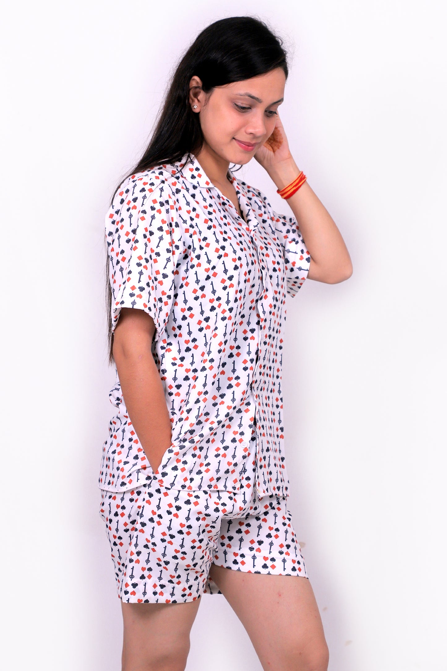 Women Casual Cord Set – Comfortable Summer Co-Ord Outfit white printed