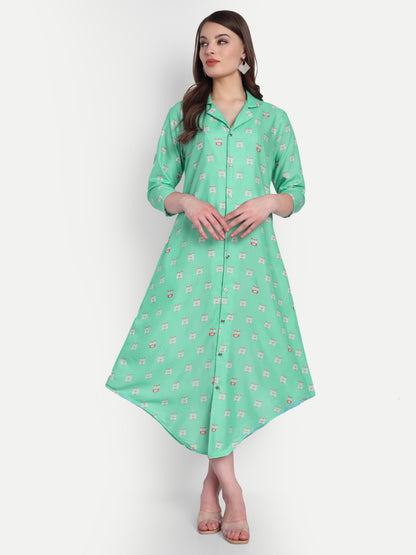 Women Ethnic Kurti – Long Kurti for Festive & Casual Wear mint green