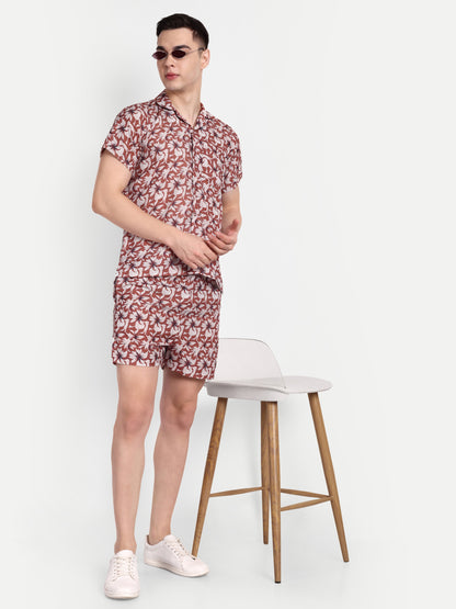 Men’s Co-Ord Set – Trendy T-Shirt & Bottom Wear Combo rust