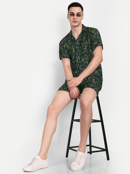 Men’s Co-Ord Set – Trendy T-Shirt & Bottom Wear Combo green print