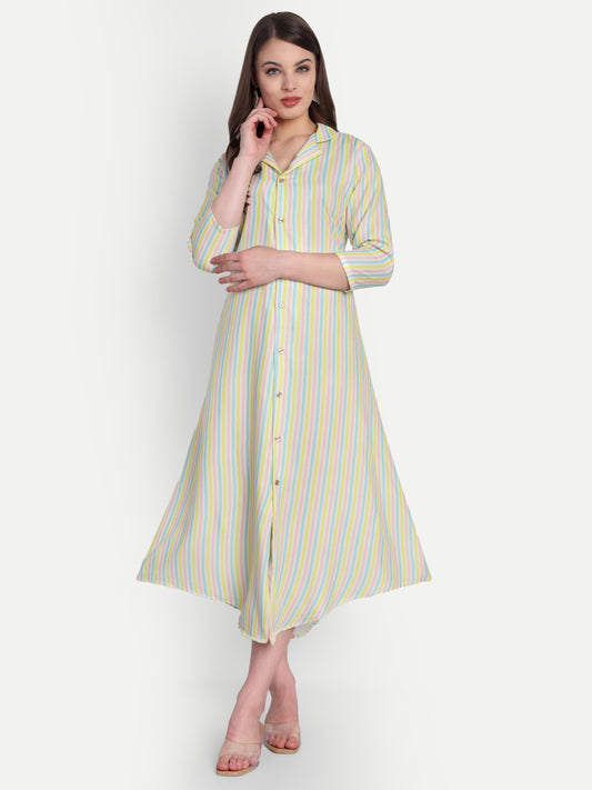 Women Ethnic Kurti – Long Kurti for Festive & Casual Wear lemon yellow