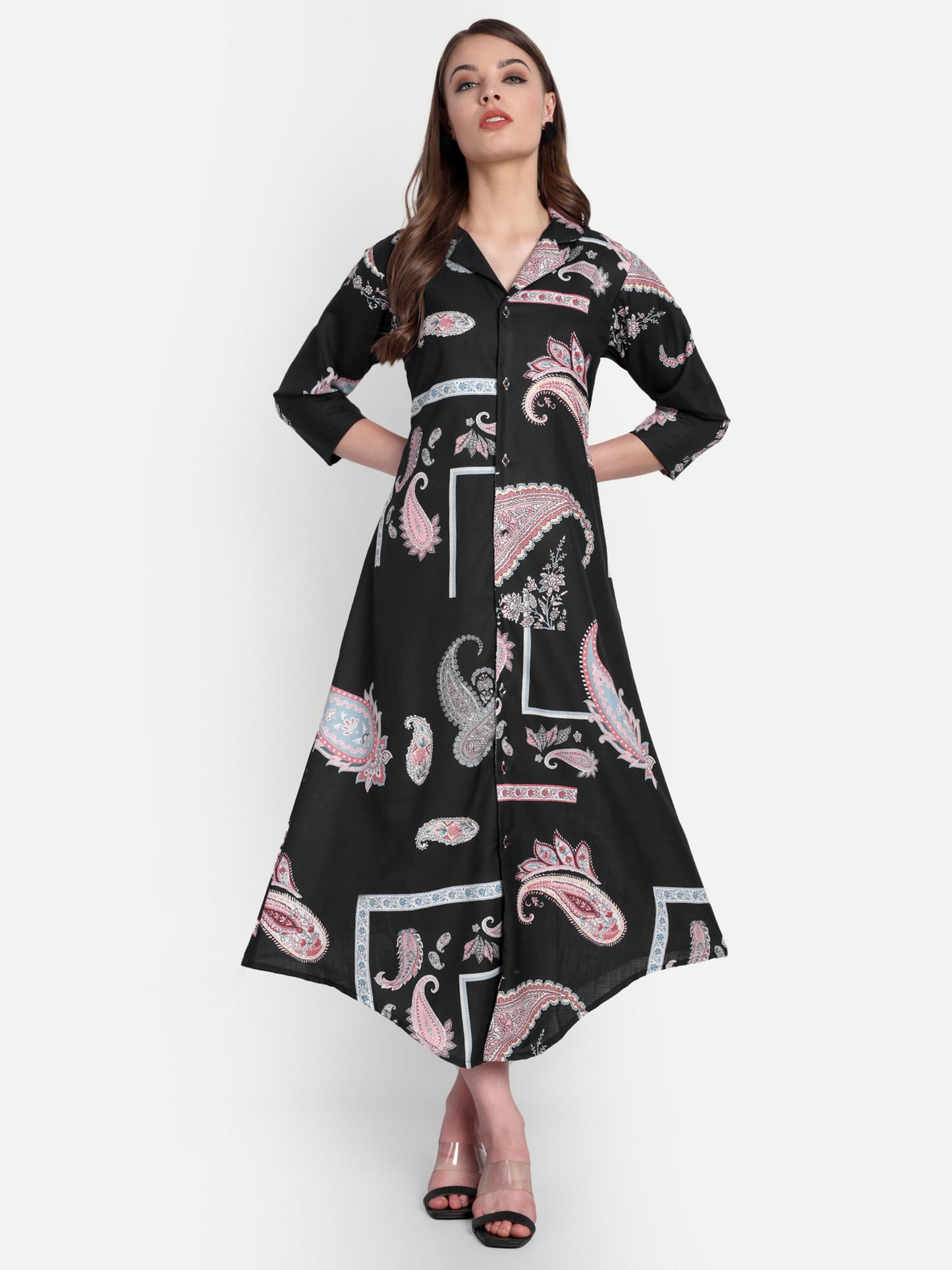 Women Ethnic Kurti – Long Kurti for Festive & Casual Wear black
