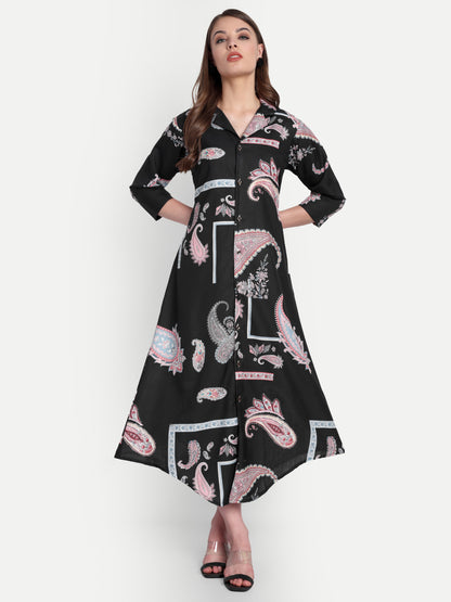 Women Ethnic Kurti – Long Kurti for Festive & Casual Wear black
