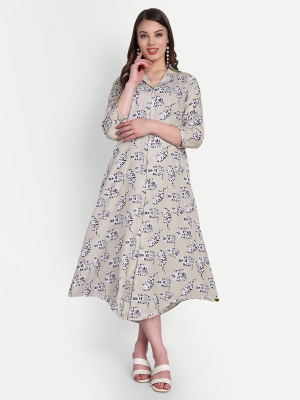 Women Ethnic Kurti – Long Kurti for Festive & Casual Wear beige