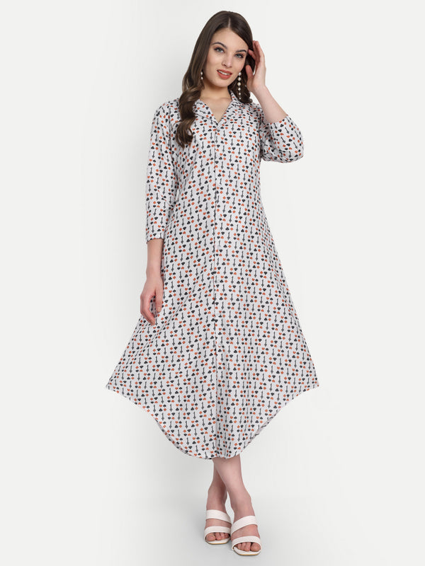 Women Ethnic Kurti – Long Kurti for Festive & Casual Wear white