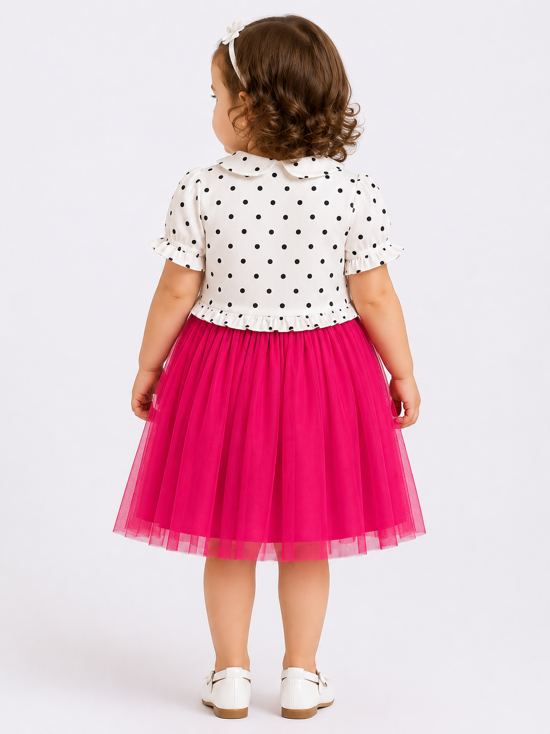 Rosé Polka Princess Party Dress with Matching Shrug