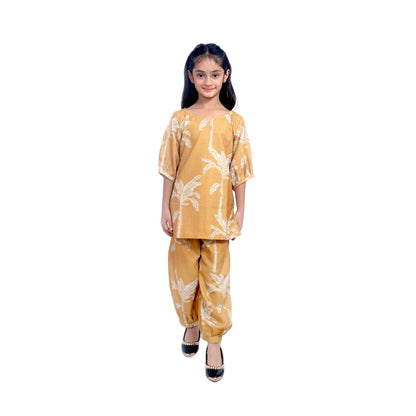 Kids Girls Cord Set – Comfortable & Stylish Matching Outfit mustard yellow