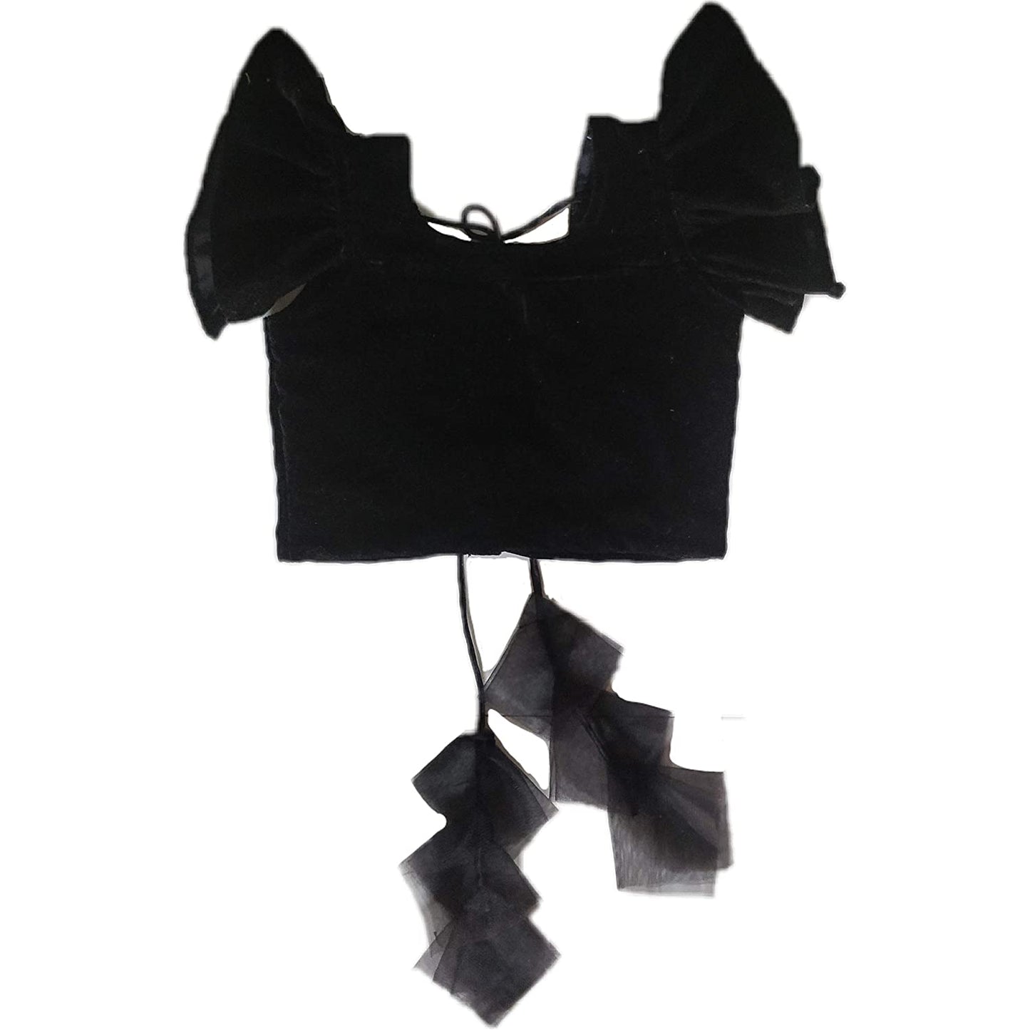 Black & Fiery Orange Ruffle Lehenga Choli Set for Girls