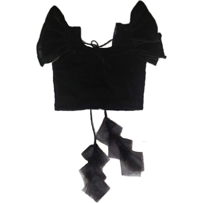 Black & Fiery Orange Ruffle Lehenga Choli Set for Girls