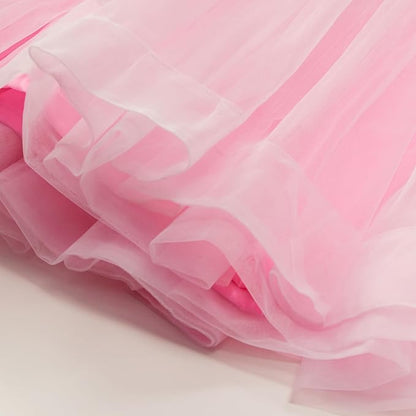 Elegant Women Embellished Sequined Boat Neck Net Fit & Flare Maxi Dress – Party & Evening Gown pink
