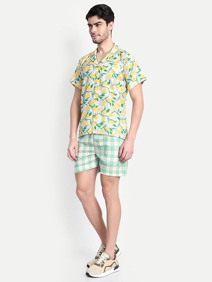 Men’s Co-Ord Set – Trendy T-Shirt & Bottom Wear Combo yellow print
